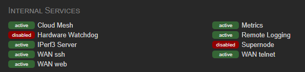 Internal Services Status Screenshot